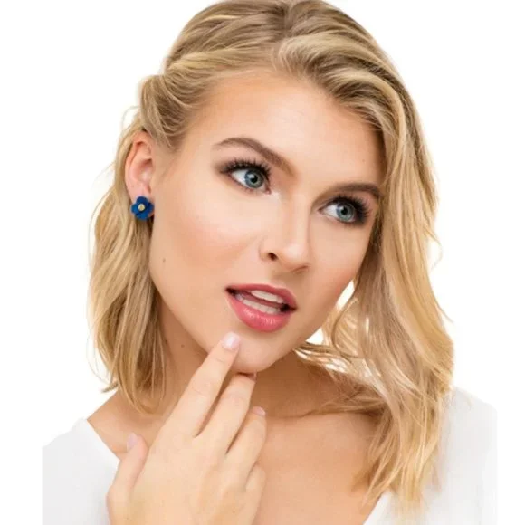 Mini Hand Painted Floral Stud Earring • Choice of Color! - Picture 2 of 9